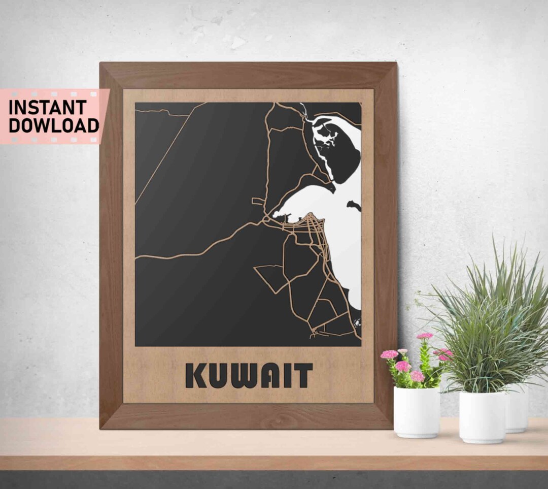 Kuwait Land and Roads Map File for Laser Cut Instant Download Etsy