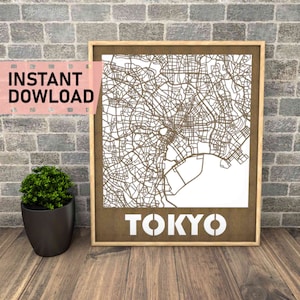 Tokio Japón archivo para corte láser descarga instantánea svg dxf eps crd gráficos vectoriales ciudad auto CAD decoración moderna decoración para cortar madera