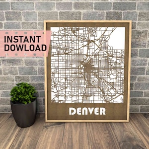 Denver, Colorado archivo para corte láser descarga instantánea svg dxf eps crd gráficos vectoriales ciudad auto DECORACIÓN CAD decoración mapa arte para madera