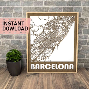 Barcelona, España archivo para corte láser descarga instantánea svg dxf eps crd gráficos vectoriales ciudad auto CAD decoración moderna mapa de decoración para madera