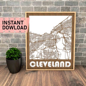 Cleveland, Ohio file for laser cut instant download svg dxf eps crd vector graphics city auto CAD modern decor decoration for cutting wood