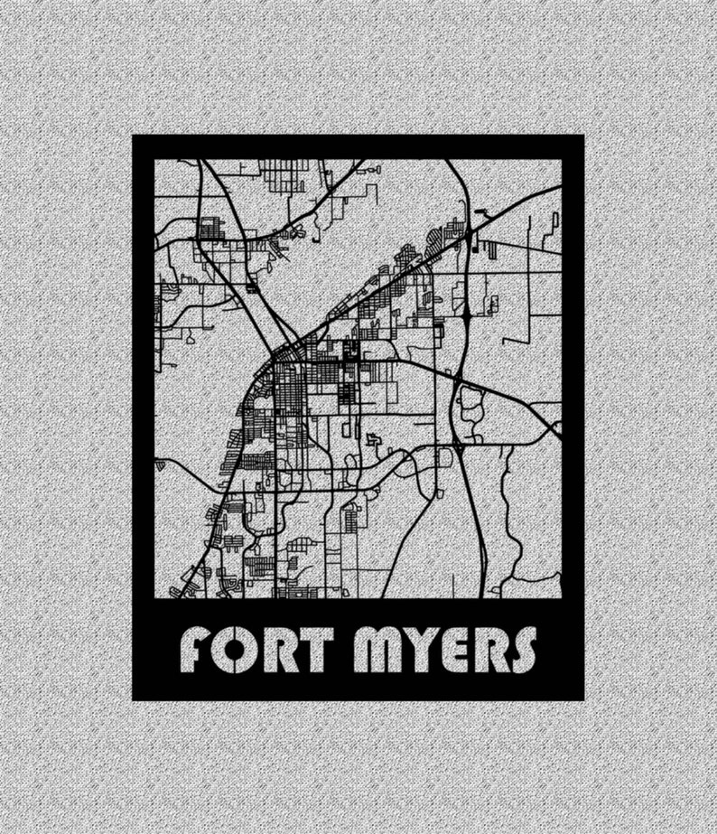 Fort Myers Land and Roads Map File for Laser Cut Instant Download Svg