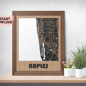 Napels, FL Land en Wegen kaart bestand voor laser gesneden instant download svg crd dxf vector graphics staat auto CAD moderne decor decoratie snijden