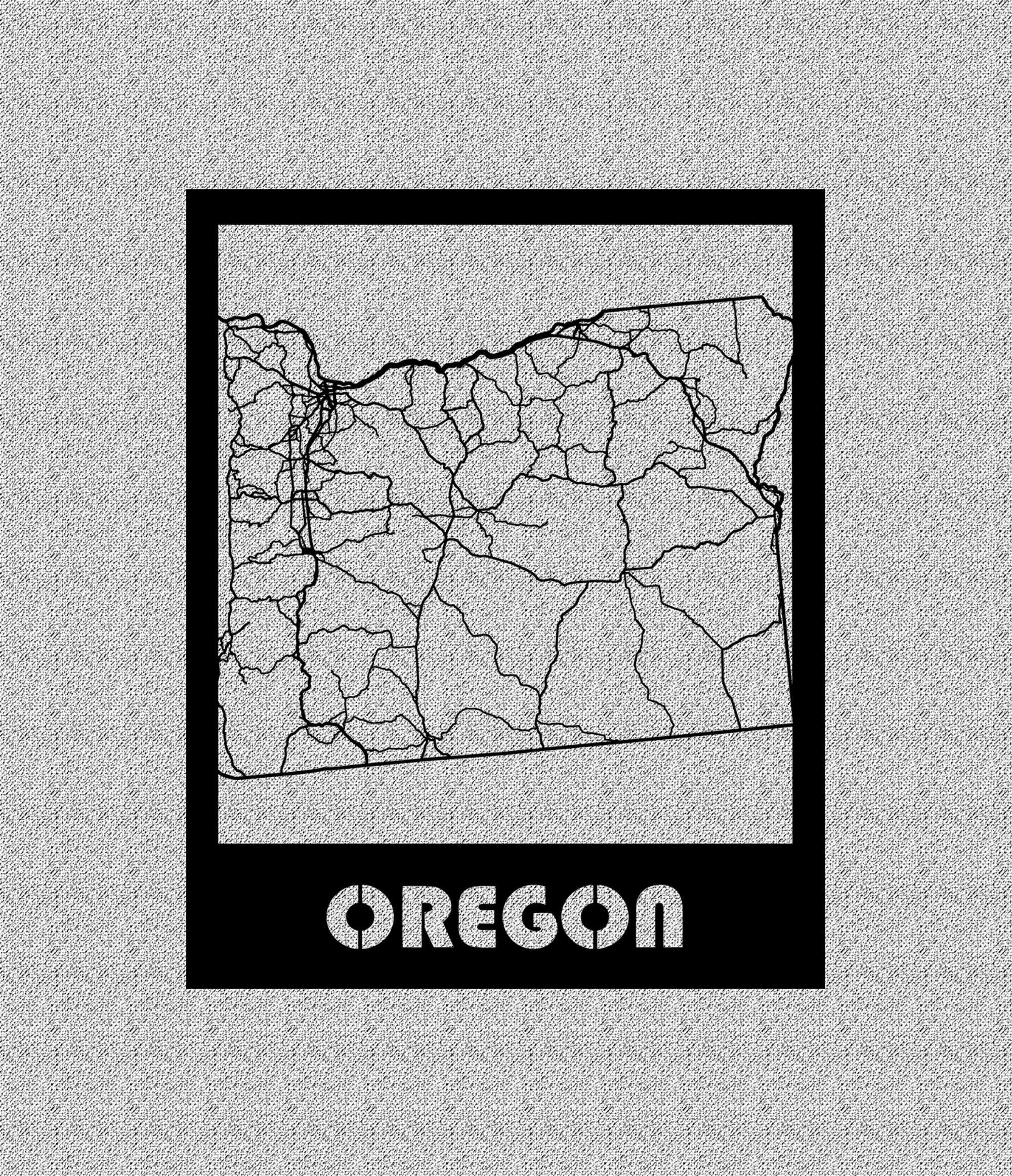 Oregon Land and Roads Map File for Laser Cut Instant Download Svg Crd