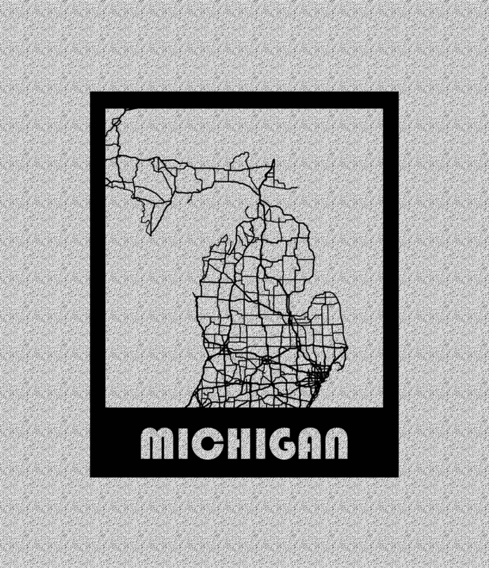 Michigan M Dxf File Michigan Land and Roads Map File for Laser Cut Instant Download Svg Crd ...