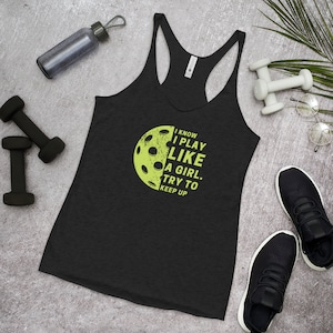 Pickleball - Play Like A Girl - Women&#39;s Racerback Tank