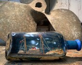 Vintage SHIP IN BOTTLE Ship Diorama Model Ship Vintage Decor Beach House Ship In A Bottle Ship In Glass Ship Modelling Impossible Bottle