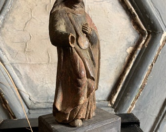 世界の民芸　サントス像　聖人　木彫り　木彫人形　宗教美術　骨董　アンティーク 希少で素晴らしい18世紀後半の多色木製サントス像／宗教的な彫像、信仰