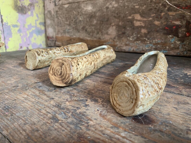 Vintage Plant Pot X3 / BARK PATTERN STONEWARE / Succulent Pot Etsy UK