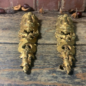 Beautiful Decorative 19th Century / BRASS FURNITURE MOUNTS / Adornments Furniture Restoration Altered Arts Crafts Interiors Ormolu Mount