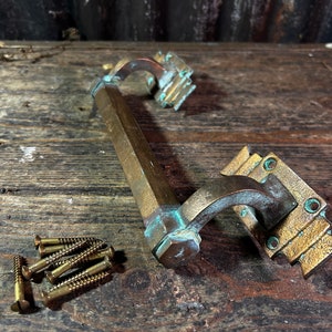 Art Deco Door Pull 12&quot;  / LARGE ARCHITECTURAL HANDLE / Impressive Original Brass Door Pull 1920s English Antique Door Fittings Door Handle
