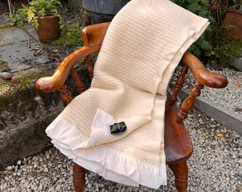 Vintage Early's Witney Wool Blanket – Cream With Tan Stripes
