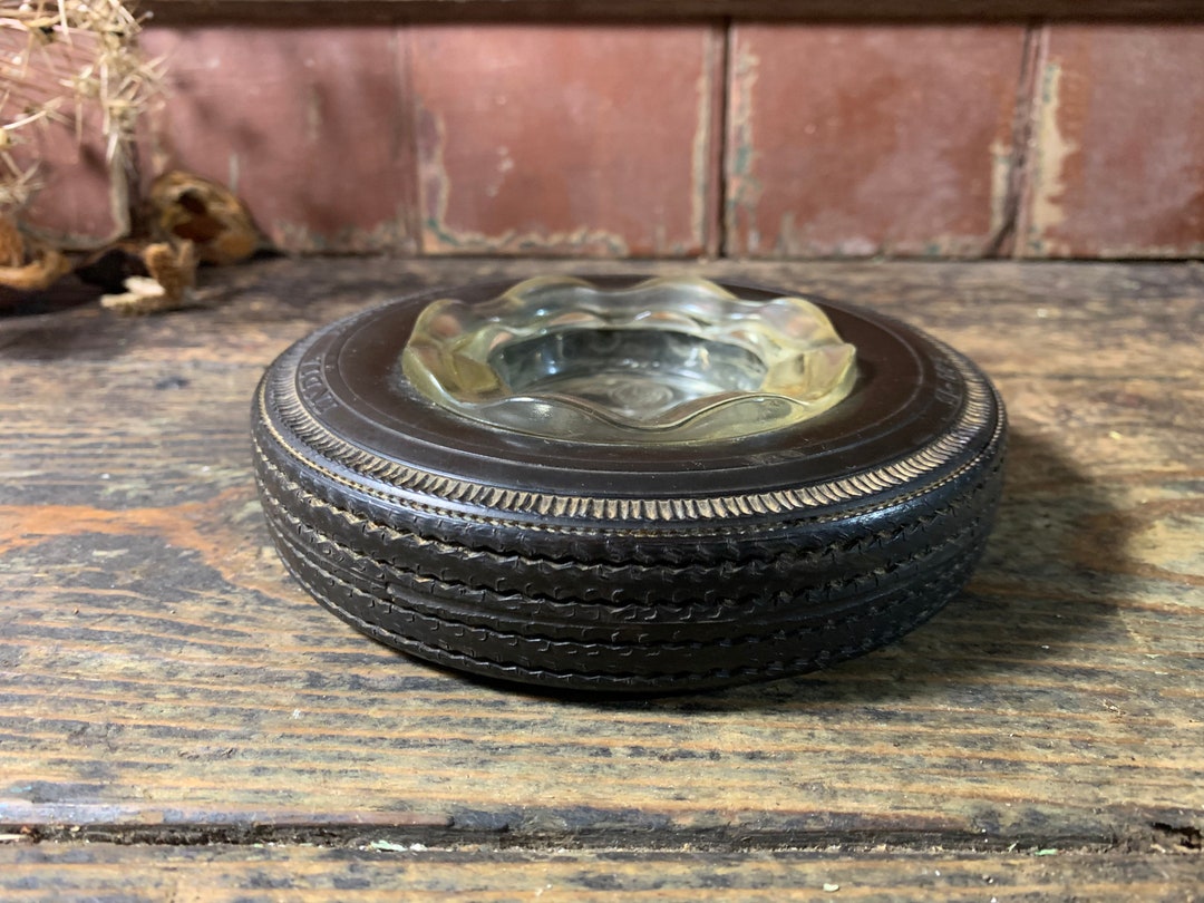 Vintage Ashtray / INDIA AUTOWAY / Tire Tyre Ashtray Advertising Ashtray