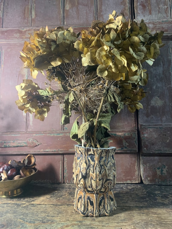 Vintage Ponga New Zealand / TREE FERN VASE / Storage Pot Natural