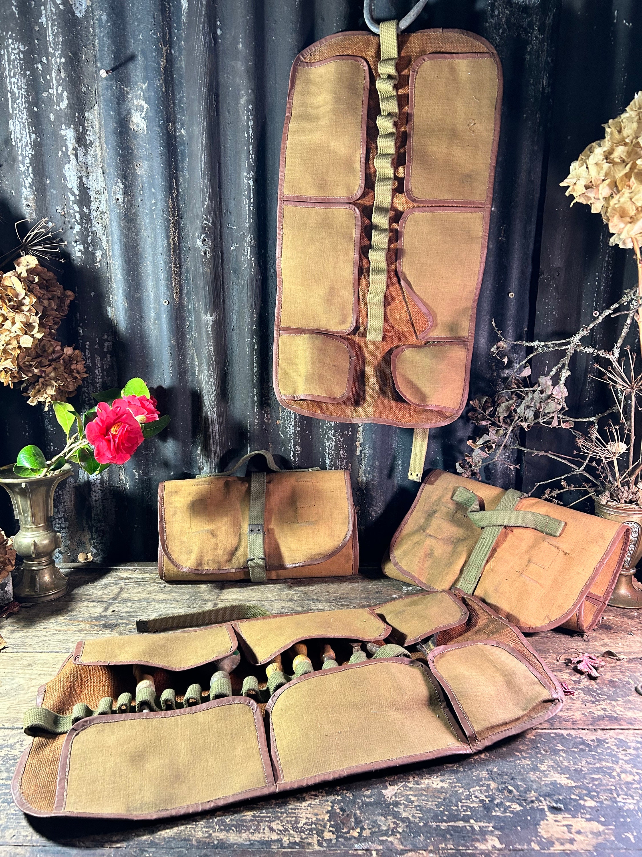 Vintage Canvas 16 Slot / TOOL ROLL BAG / Vintage Tools Tool