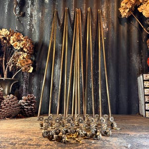 Rare Find 19th Century / STAIR ROD SET / Complete Set Of 13 Stair Rods Brackets Screws Antique Stair Risers Stair Runner Fixings Victorian