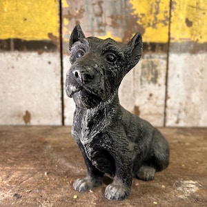 Antique c1920 Decorative English Spelter / SCOTTISH TERRIER DOG/ Sculpture Figurine Distressed Worn Patina Paint Dog Gifts Dog Sculpture