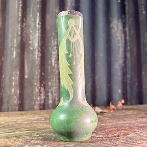 Silver Collar / ART NOUVEAU VASE / Circa 1910 Bohemian Posy Vase Antique Glass Flower Display Floral Decor Glass Collector Gift Boho Decor
