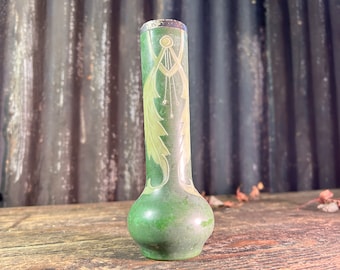 Collare d'argento / VASO ART NOUVEAU / Vaso Boho Posy del 1910 circa, esposizione di fiori in vetro antico, decorazione floreale, regalo da collezione in vetro, decorazione Boho