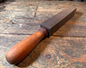 Vintage 12.5 Inch Four Sided Wooden Handle / SHARPENING STONE / Vintage Tools Craftsman Gifts Old Tool Collecting Tool Gifts Self Survival
