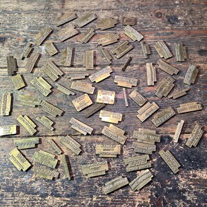 Vintage aus massivem Messing / TRADITIONELLE SWEET SHOP / Label Druckstöcke Candy Shrimps Bullseyes usw