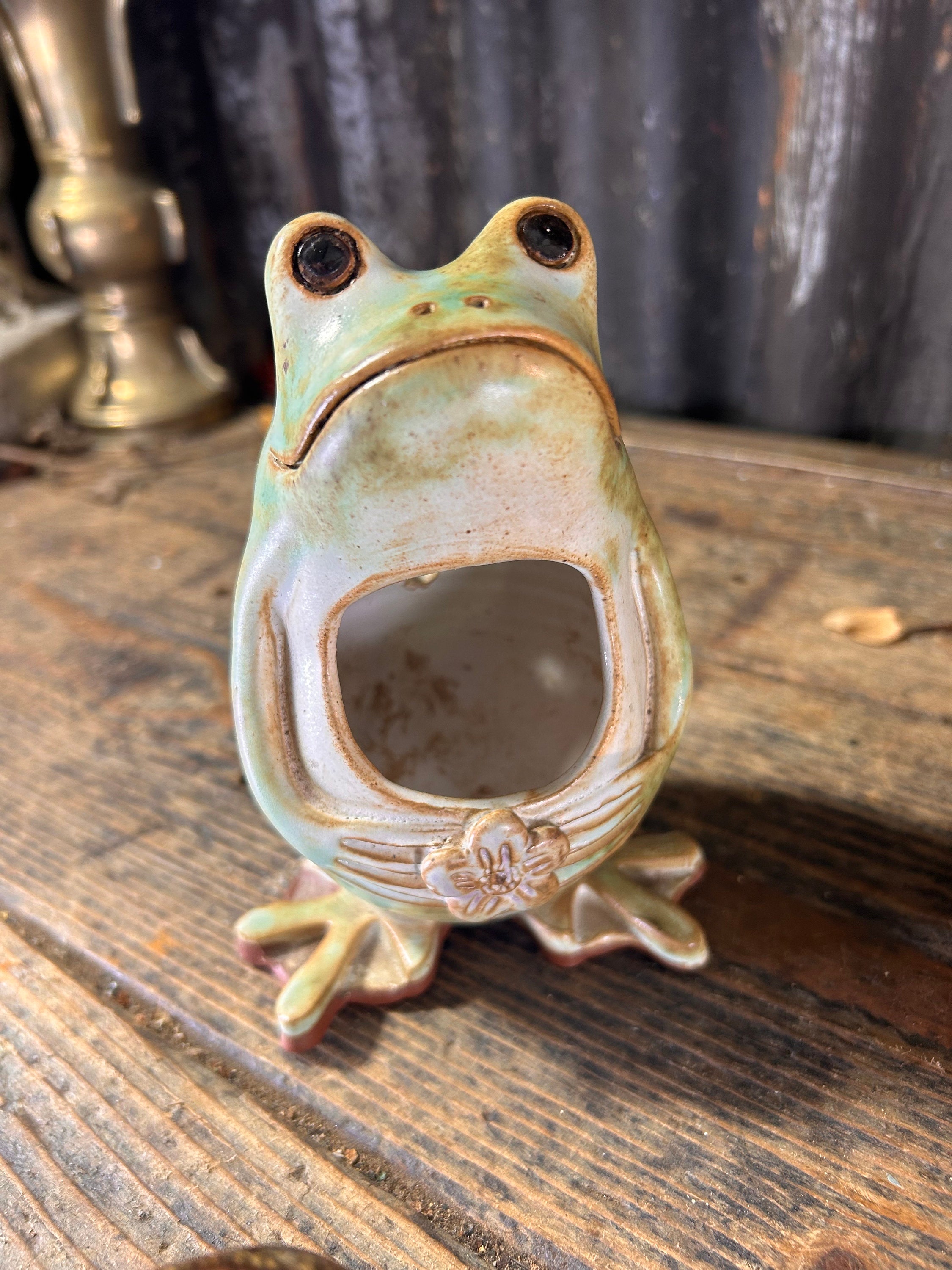 123Arts Keramik-Übertopf In Frosch-Form – 17,8 Cm, Retro-Design Für Sukkulenten