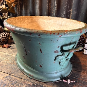 Antique English 19th Century / METAL FOOT BATH / Jardiniere Planter Center Display Floral Display Victorian Greenhouse Decor Country Decor