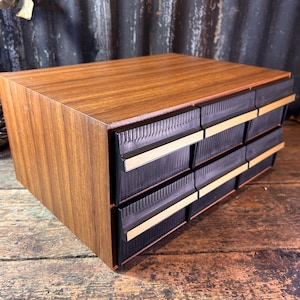 1980s Original English Media Case Drawers 72 Tapes / AUDIO CASSETTE STORAGE / Tape Cassette Holder Home Media Storage Mid Century Interiors