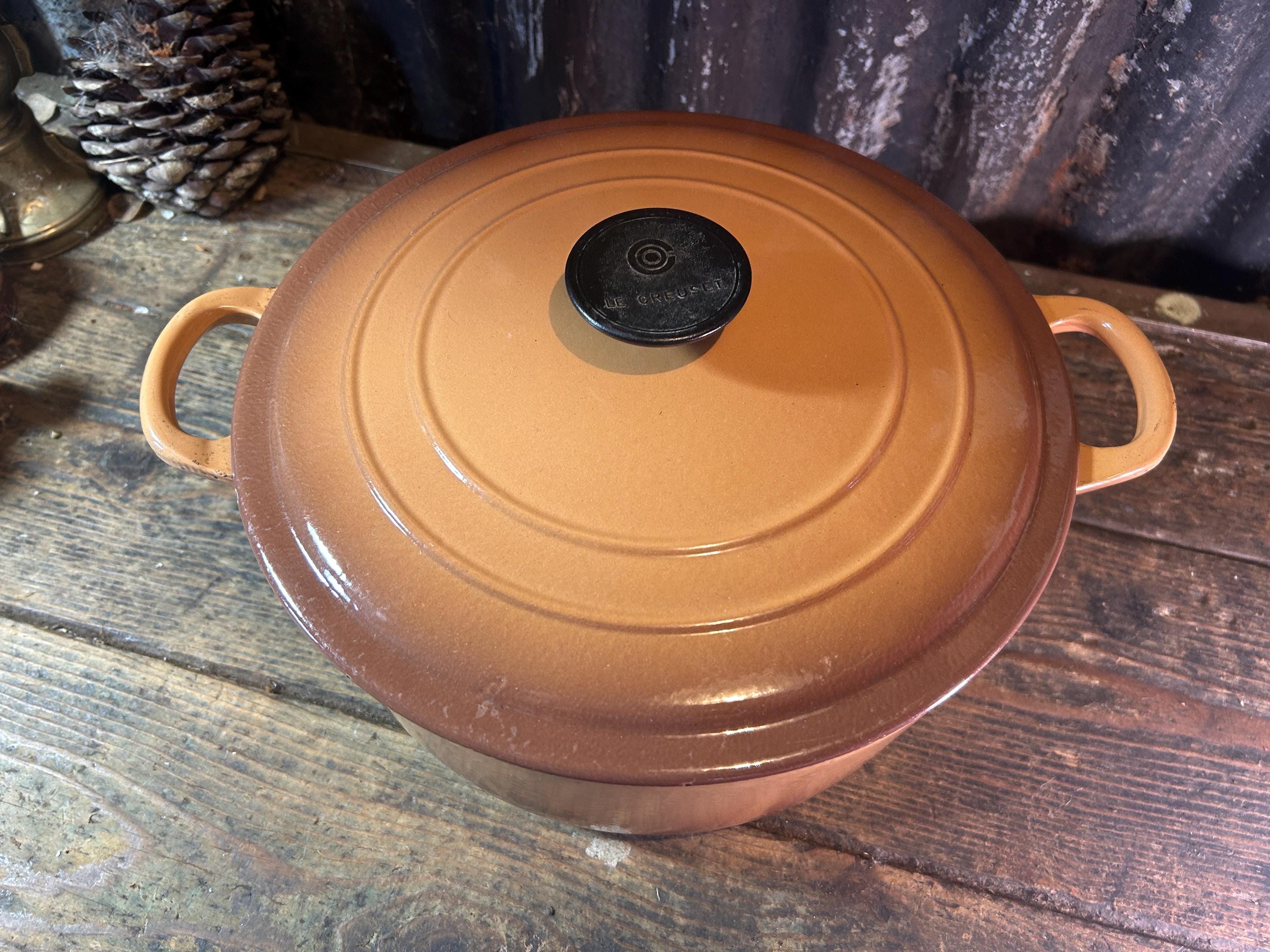 Rare Size F Vintage Huge 1970s / LE CREUSET CASSEROLE / Hazelnut