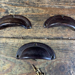 Antique English 1920s Cup Handles x3 / DRAWER HANDLES PULLS / Genuine Bakelite Handles Drawer Handles Cabinet Hardware Furniture Restorer