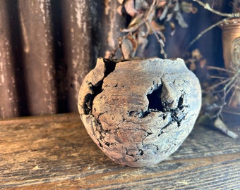 Vintage 1950s Stan Langtwait Pierced Organic Form / ART STUDIO POTTERY / Vintage Glazed Pottery Vintage  Rustic Pottery Hand Thrown Pottery