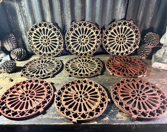 Decorative Architectural Victorian Cast Iron X9 / AIR VENT GRILLE / Old Drain Cover Antique Wall Art Greenhouse Floor Vent Garden Feature