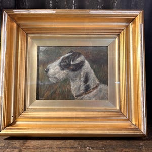 Good Original 19th Century English / TERRIER PAINTING / Renowned Artist Edward Aistrop Oil On Board Dog Portraits Antique Terrier Painting
