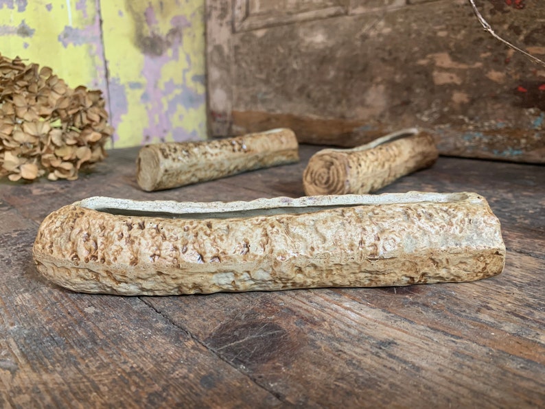 Vintage Plant Pot X3 / BARK PATTERN STONEWARE / Succulent Pot Etsy UK