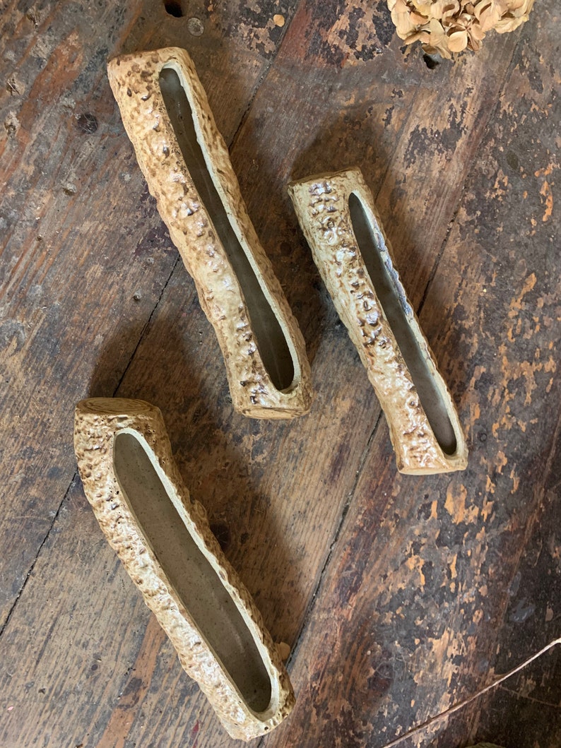Vintage Plant Pot X3 / BARK PATTERN STONEWARE / Succulent Pot Etsy UK