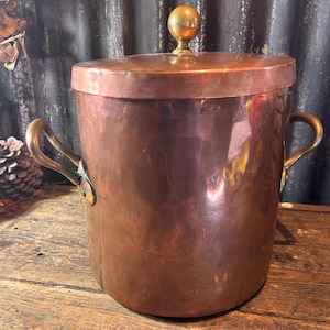 Antique Huge Copper Cooking Pot / OLD COPPER PAN / French Copper Pan Copper Cooking Pots Farmhouse Kitchen French Kitchen Decor Cookware