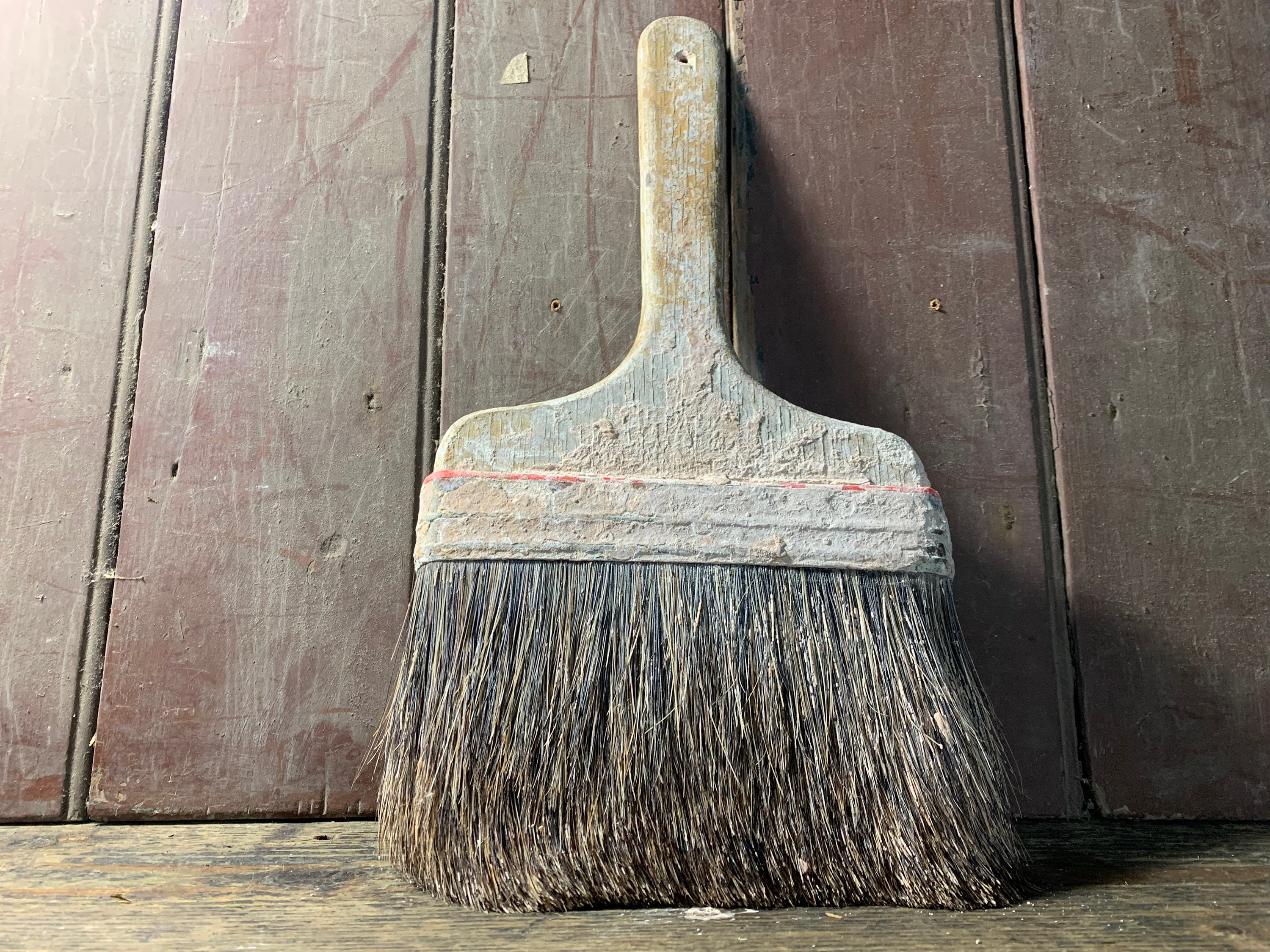 Huge 1940s Vintage Unique / DECORATIVE PAINT BRUSH / Plaster Brush Art Studio Shepherds Hut Decor Old Paint Brushes Studio Film Prop Decor