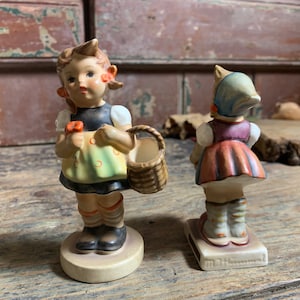 Vintage Hummel  / CERAMIC FIGURINES / Sister And Little Helper Hummel Figures Vintage Display China Goebel Pottery Germany Hummels
