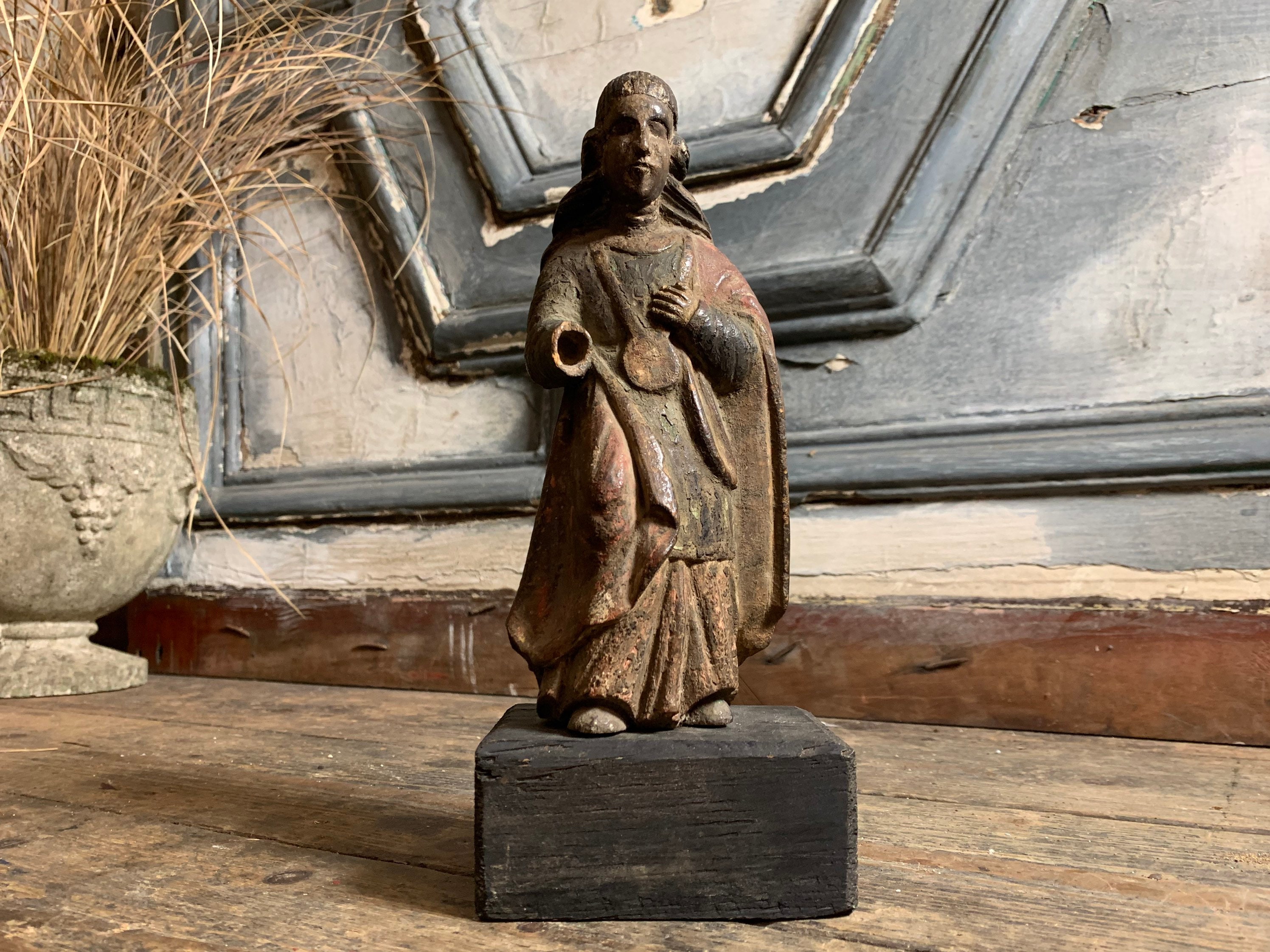 聖人像 サントス像 人形 アンティーク 19世紀 イタリア 木彫 彫刻