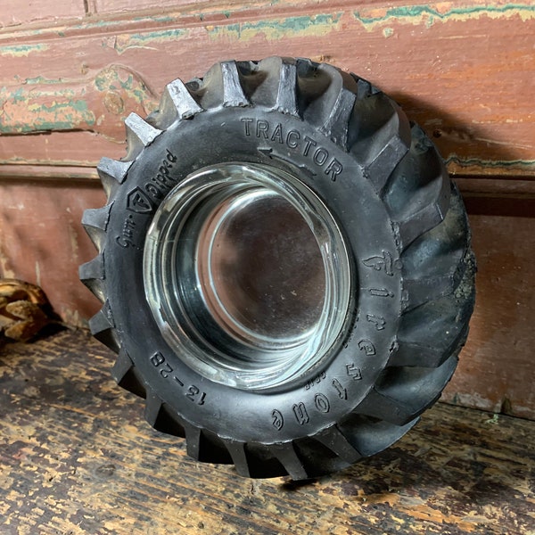 Vintage Ashtray / FIRESTONE TRACTOR / Tire Tyre Ashtray Advertising Ashtray Real Rubber Vintage Ashtray Decor Mechanics Gifts Auto Gifts