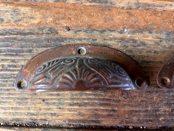 Antique C1880 English X2 / DRAWER HANDLES PULLS / Genuine