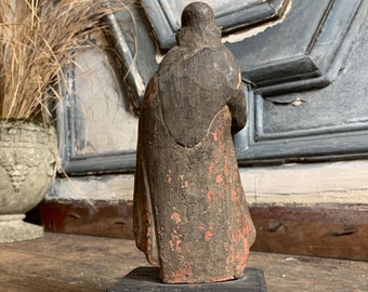 世界の民芸　サントス像　聖人　木彫り　木彫人形　宗教美術　骨董　アンティーク 希少で素晴らしい18世紀後半の多色木製サントス像／宗教的な彫像、信仰