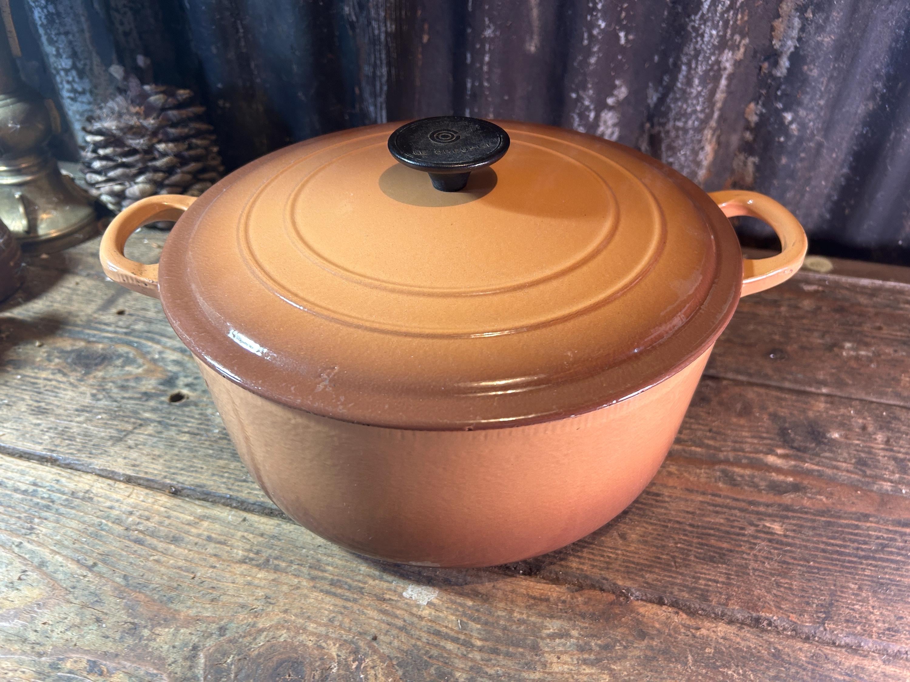 Rare Size F Vintage Huge 1970s / LE CREUSET CASSEROLE / Hazelnut
