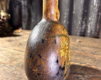19世紀初頭のオランダ / 彩色ガラス瓶 / 原始的な民芸品、花飾り、素朴