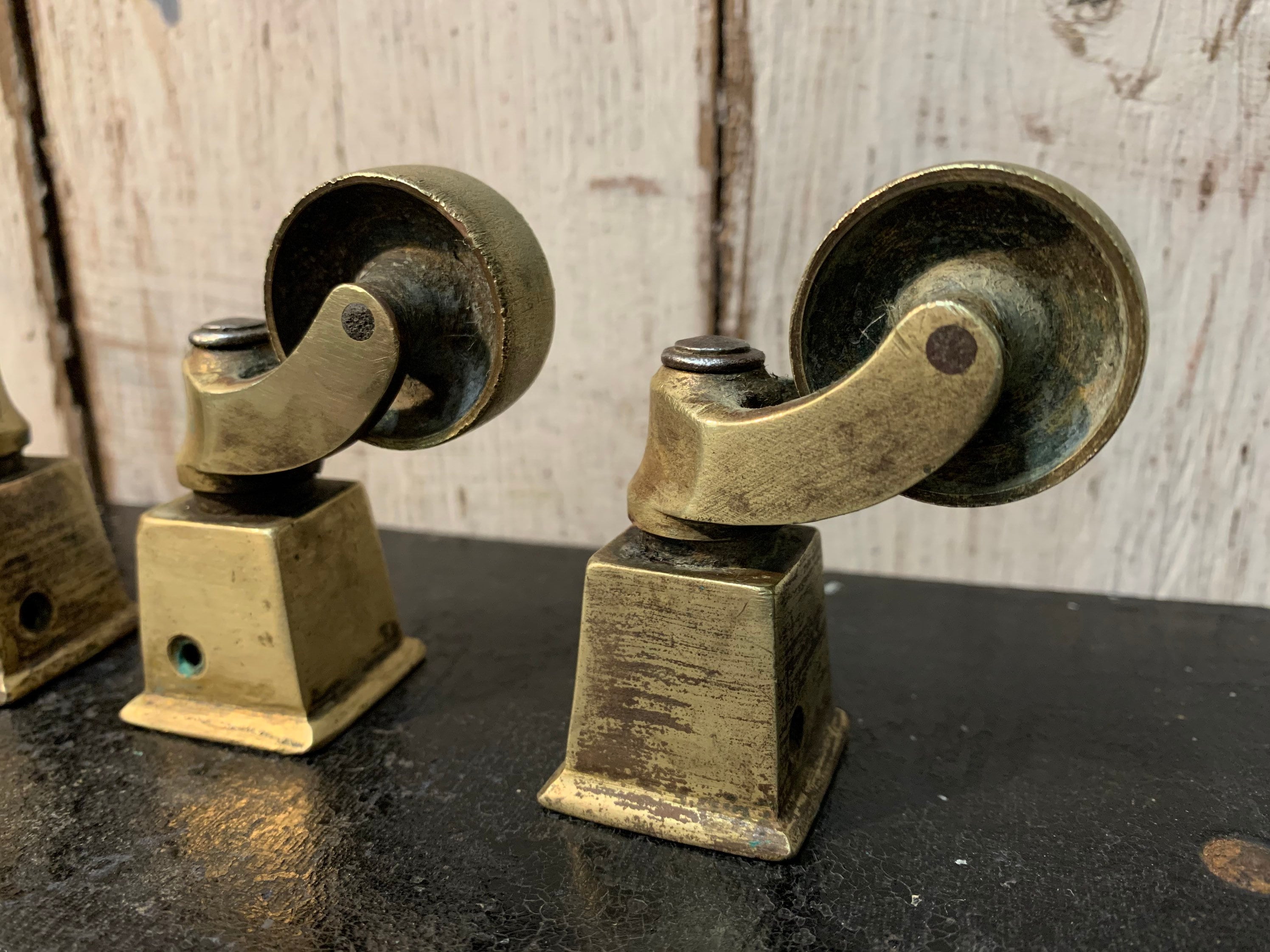 Antique Victorian / BRASS CASTORS / Castors Square Cup Fitting Etsy