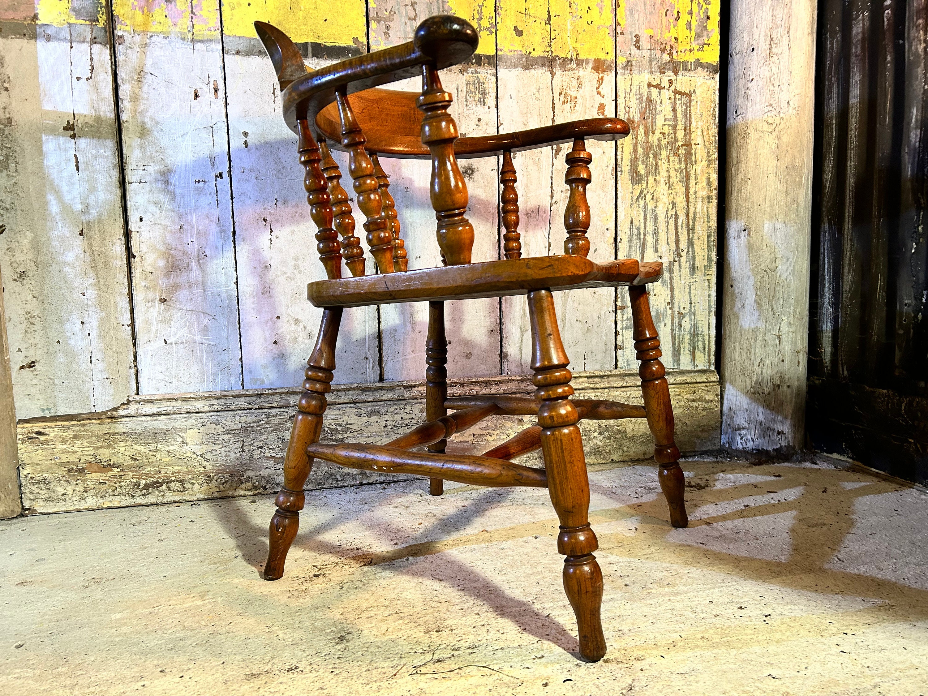 Stunning Antique 19th Century English / SMOKERS BOW CHAIR