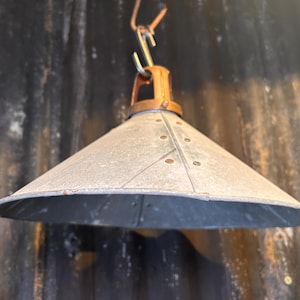Vintage Industrial Copper Riveted Pendant / LIGHT SHADE / Utility Warehouse Cone Lampshade Industrial Interiors Ceiling Light Shade