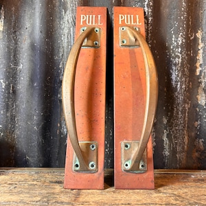 Art Deco Door Pulls 14” / LARGE ARCHITECTURAL HANDLES / Impressive Original Brass Door Pulls 1920s English Antique Door Fittings Cinema