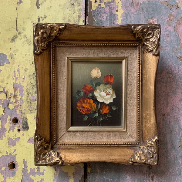 Wonderful Vintage Original / FLORAL STILL LIFE / Oil On Board Original Frame Flower Painting Vintage Wall Decor Wall Art Chintzy Interiors