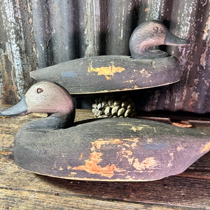 Beautiful Pair Of  / HUNTING DUCK DECOYS / Original Working Bird Decoy Old Paint Cabin Lake House Decor Country Interiors Folk Art Waterfowl